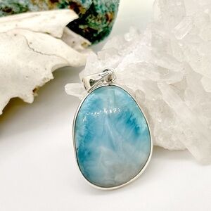 LARIMAR Sterling Silver Gemstone Pendant Necklace